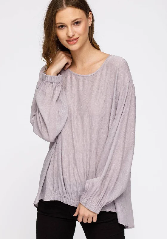 The Latest Trends Women's Hi-lo Elastic Banded Hem Top in Lavander