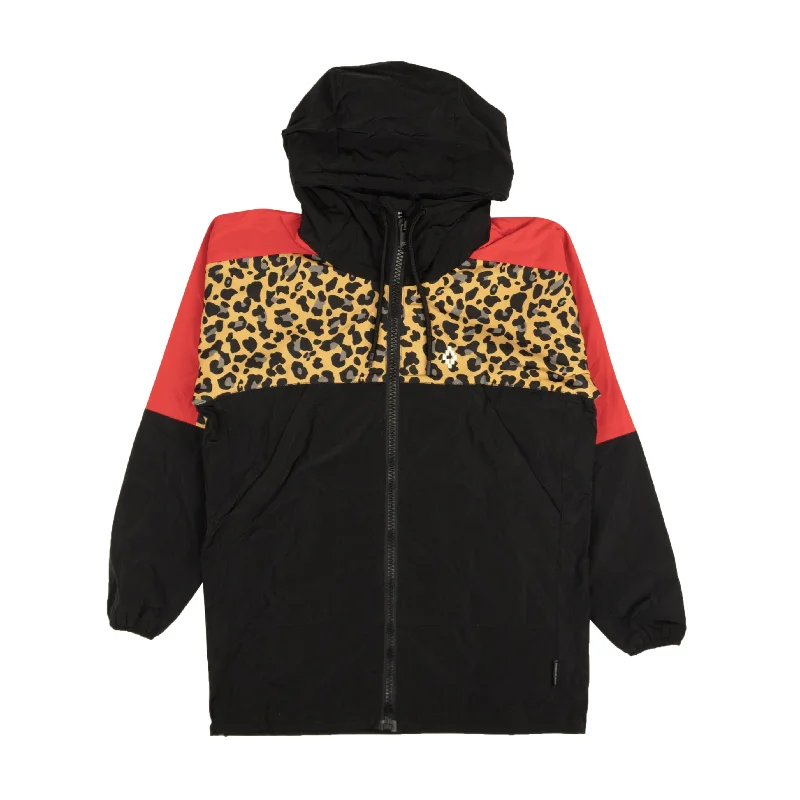 Casual Chic Black And Red Leopard Windbreaker