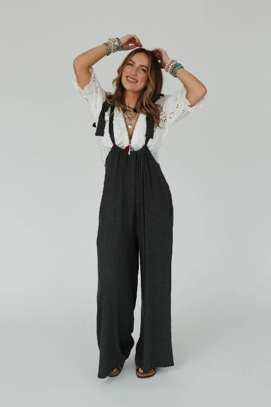 Chic Trend Collection The Nest Forever Relaxed Gathered Jumpsuit - Charcoal