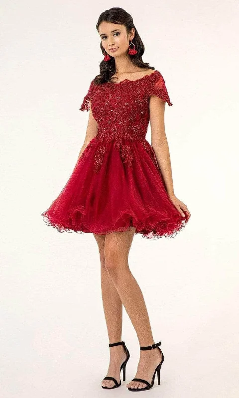 Casual Yet Stylish Separates Elizabeth K GS1953 - Beaded Lace Bateau Cocktail Dress