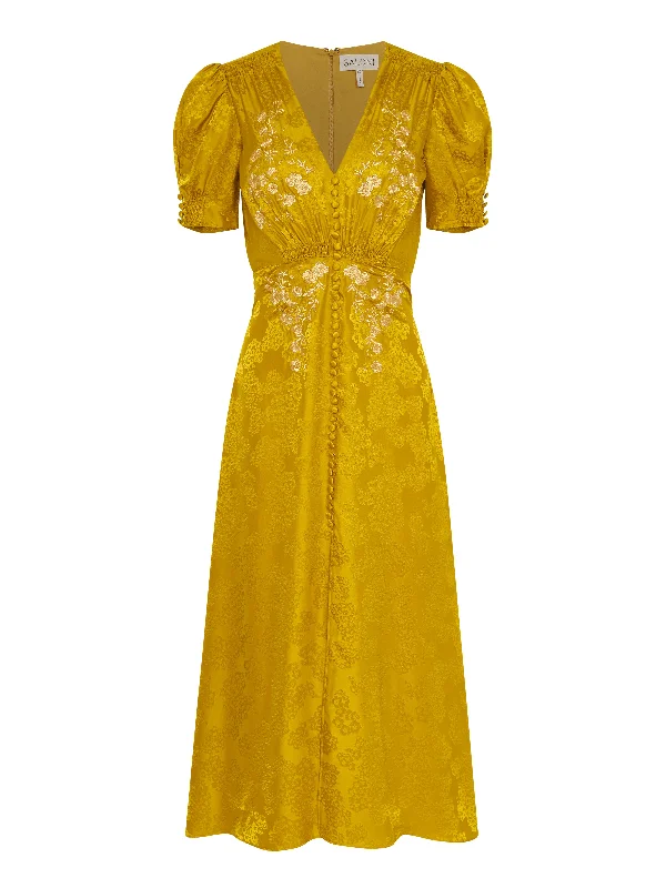 Seasonal Fashion Lea Long Dress in Dark Gold