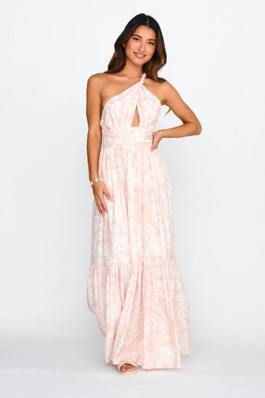 Versatile Outfits Kamali One-Shoulder Keyhole Maxi Dress Beige