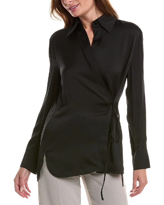 Casual Fashion Nicholas womens  Lara Silk-Blend Shirt, 2, Black