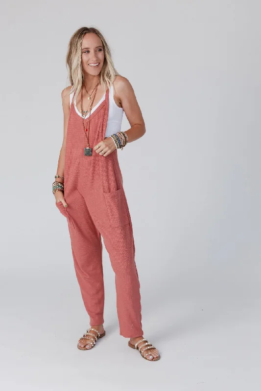 All Season Basics Discount Hot Shot Harem Jumpsuit - Rust