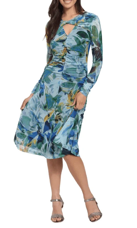 Online Clothing Boutiques London Times T6451M - Printed Bodycon Ruched Dress