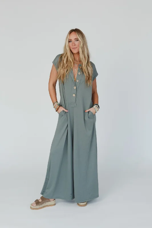 Chic Trends For The Fashion Savvy The Nest Davina Wide Leg Jumpsuit - Light Olive