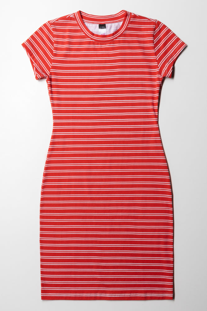 Holiday Special Offers Stripe Bodycon Dress Red