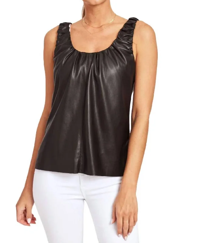 Comfy Women's Outfits for Daily Wear Vegan Leather Top In Black