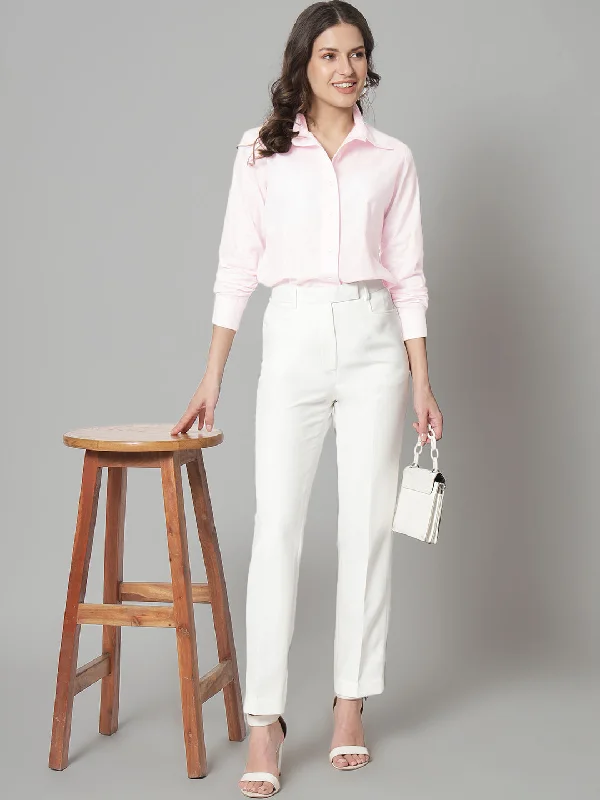 Big Sale Event Collared Cotton Shirt- Pink