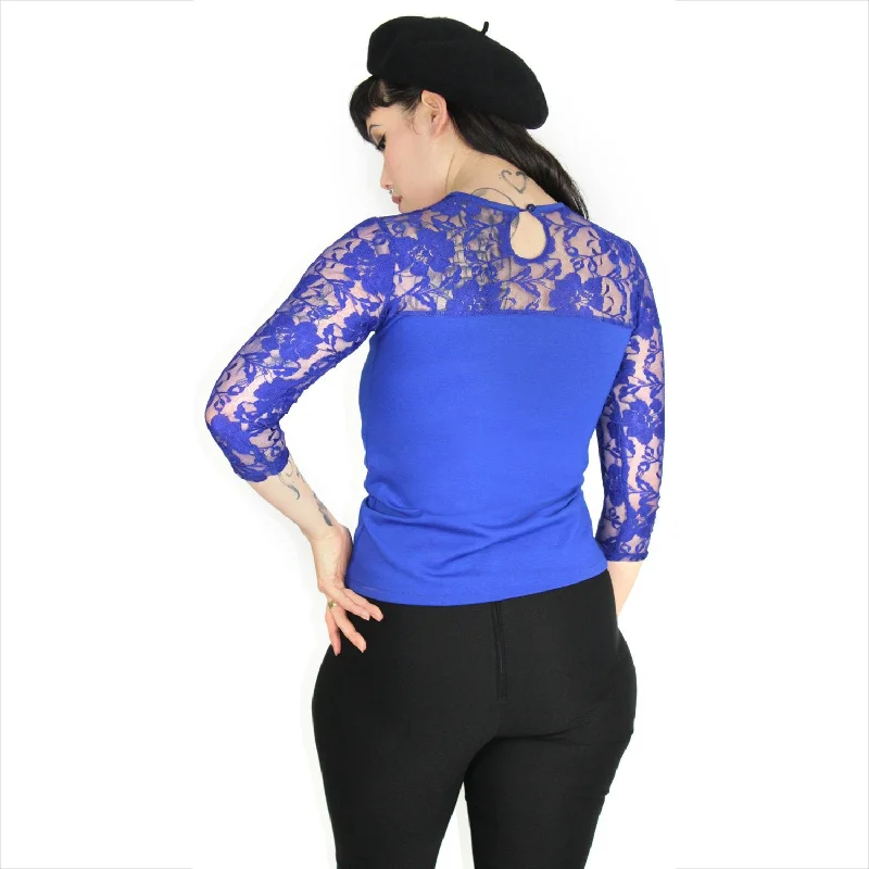 Stylish Savings Lacey Blue Top #LBT