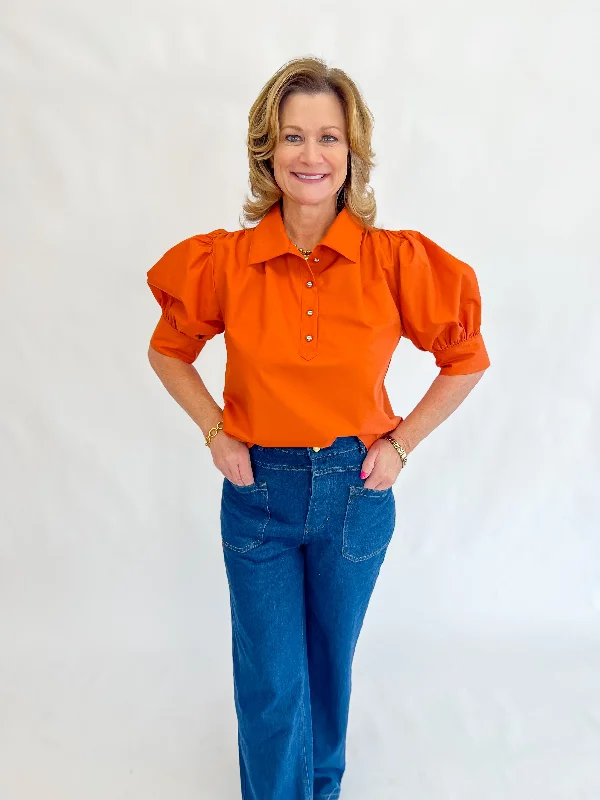 Women Online Clothing Boutiques [THML] Troubles Aside Top-Orange