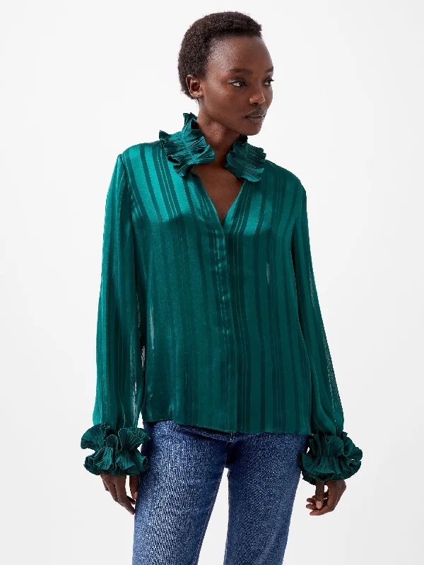 Casual Fashion for Women Hannielie Ruffle Neck Long Sleeve Shirt