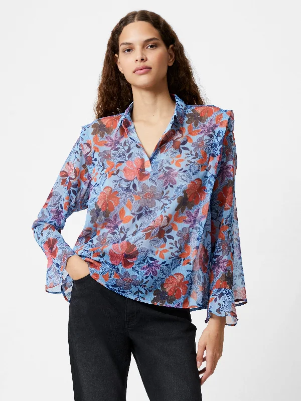 Comfortable Clothes Adalina Chiffon Popover Shirt