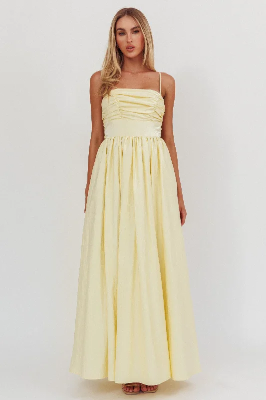 Sophisticated Outfits Love Songs Back Bow Maxi Dress Butter