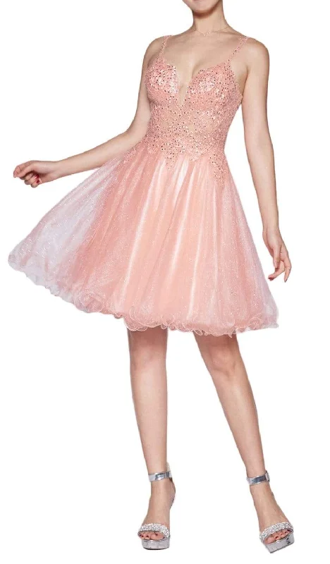 Style Upgrade Cinderella Divine - CD0137 Jeweled Lace Glitter Tulle Cocktail Dress