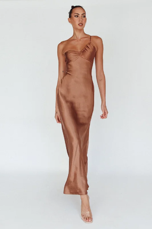 Fashion Sale Twilight Tango One-Shoulder Maxi Dress Mocha