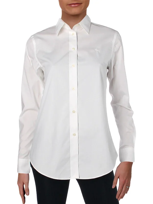 Hot Picks Womens Collar Long Sleeves Button-Down Top