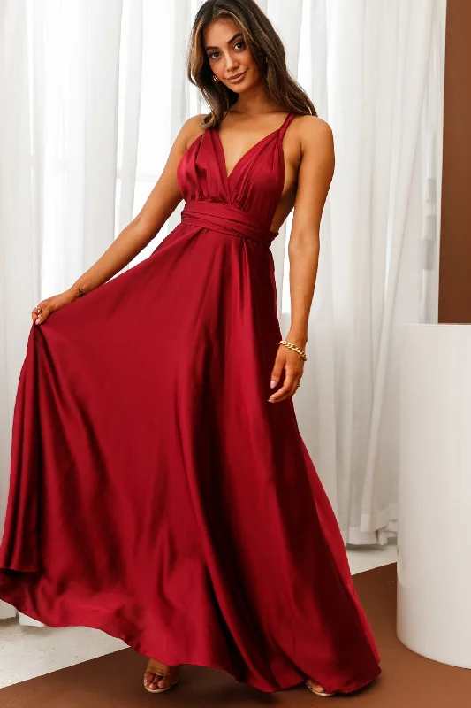 Women Clothing Ariana Multiway Maxi Dress Wine