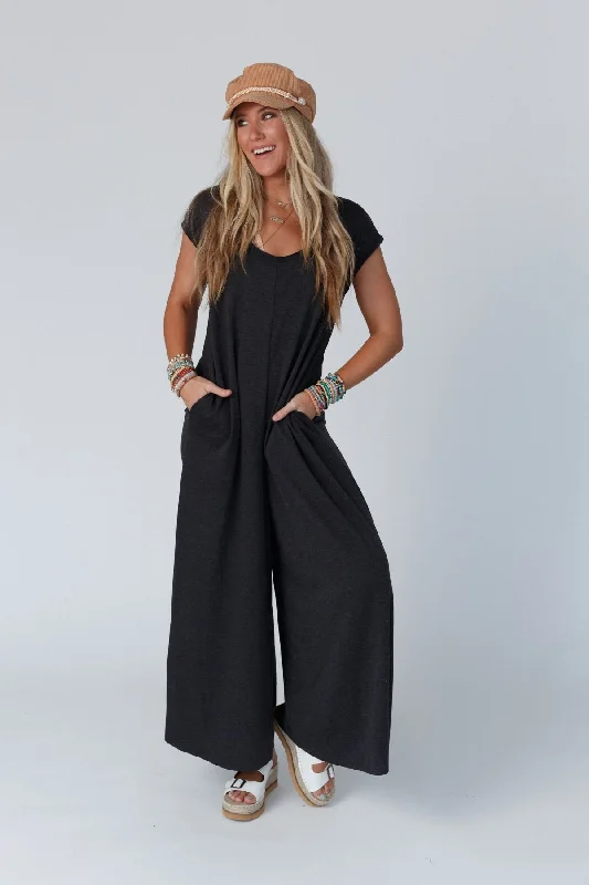 Classic Women's Clothing Styles The Nest Daphne Scoop Neck Jumpsuit - Charcoal