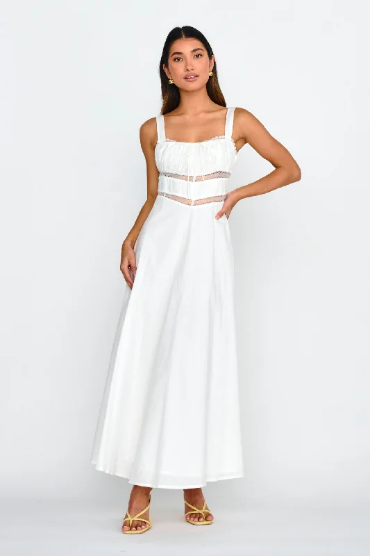 High End Fashion Kasiah Lace Trim Maxi Dress White