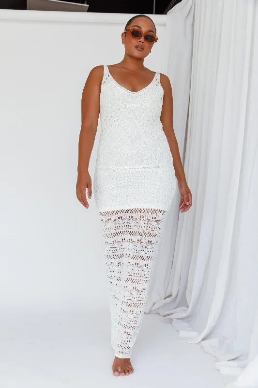 Your Timeless Wardrobe Awaits Endless Sun Crochet Maxi Dress White