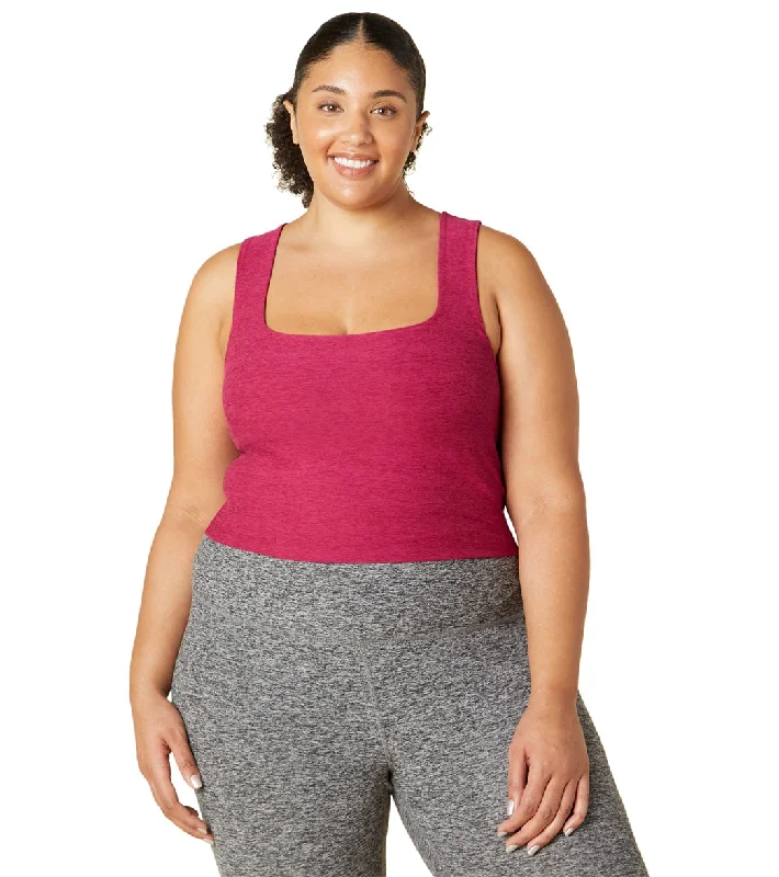 New Season Fashion Preview Beyond Yoga Plus Size Spacedye Square Neck Cropped Tank Dragonfruit-Sangria