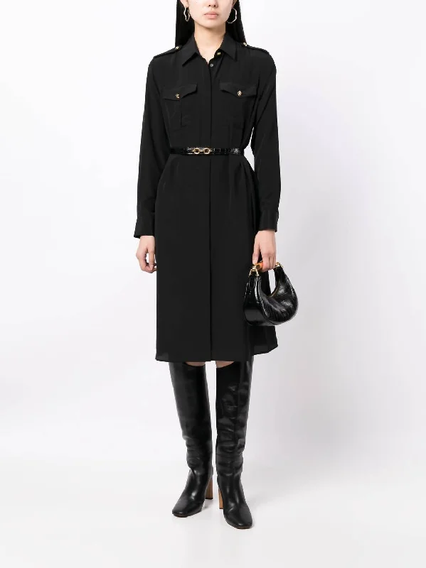 Fashion-forward Women's Wear Adelaide Silk Shirt Dress In Black