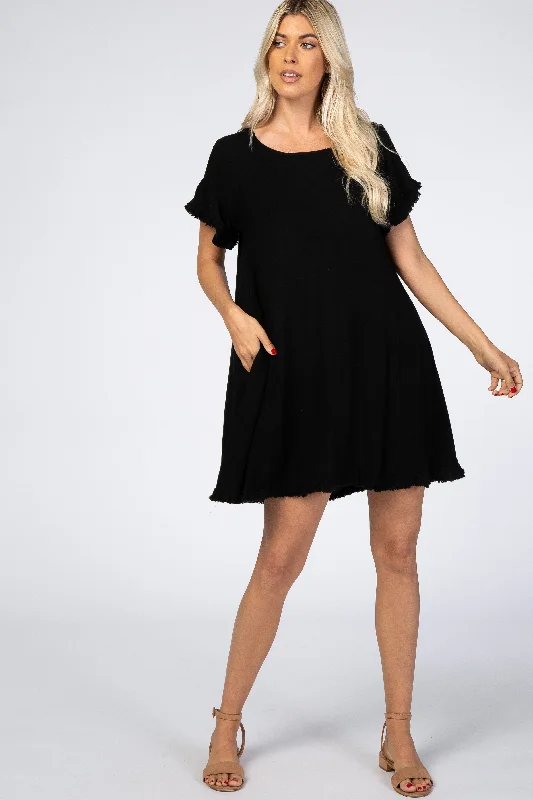 Insane Discount Onslaught Black Fringe Linen Dress