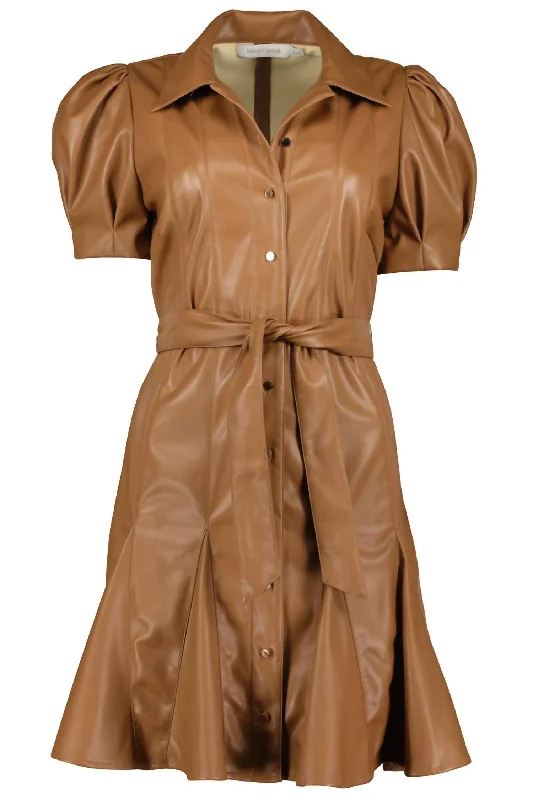 Exclusive Designer Collection Clea Vegan Leather Dress In Latte