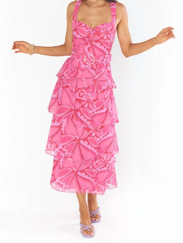 Bid Farewell To The Old Season Cosmopolitan Midi Dress In Pink