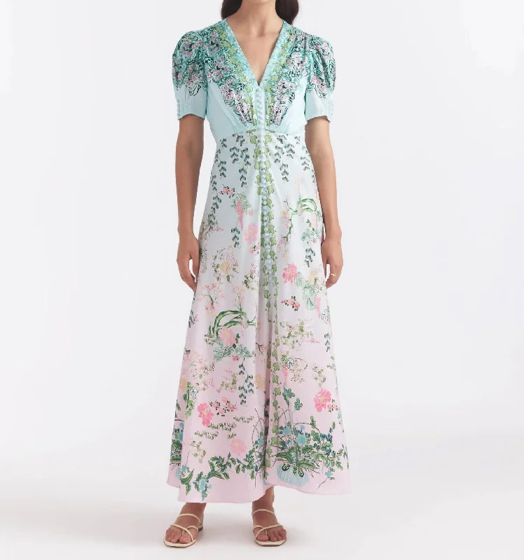 Timeless Elegance Lea Long Dress In Willow Garden