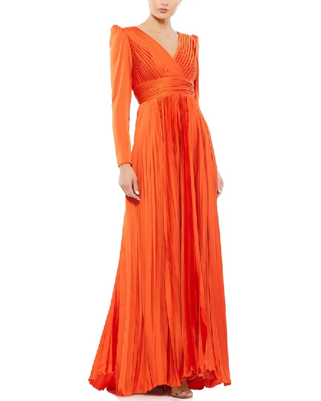 Budget-Friendly Fashion Mac Duggal Pleated V-Neck Gown