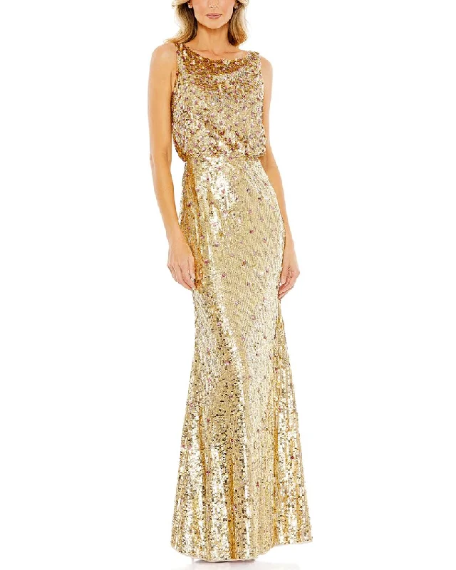 Limited Time Deal Mac Duggal Sequined Sleeveless High Neck Gown