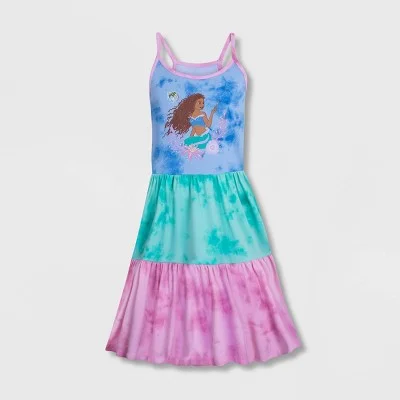 Minimalist Women's Fashion Clothing Girls' Disney The Little Mermaid Ariel Live Action Film Tie-Dye Dress - Blue/Pink 11-12 - Disney Store