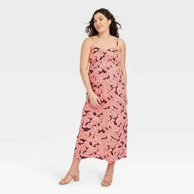 Classic Women's Clothing Styles Sleeveless Tie-Back Woven Maternity Dress - Isabel Maternity by Ingrid & Isabel Pink Floral XXL