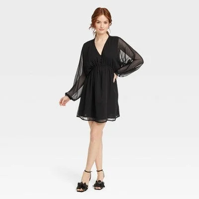 Clothes Women New - Women's Balloon Sleeve Mini Dress - A New Day Black L