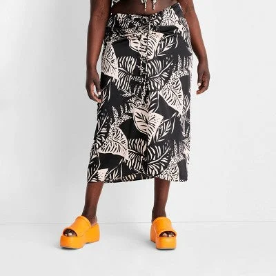 Elegant Attire For The Modern Lady Women's Botanical Tie-Front Flowy Midi Skirt - Future Collective with Alani Noelle