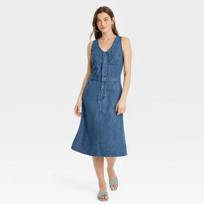 Affordable Online Boutiques New - Women's Denim Midi Dress - Universal Thread Sky Blue 00