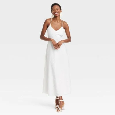 Clothes Of Woman New - Women's Linen Midi Sundress - A New Day White XS