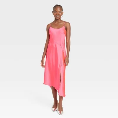 Modern Casual Clothing New - Women's Midi Slip Dress - A New Day Pink XL