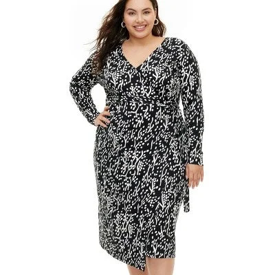 Style Beyond Borders Open Box - Diane von Furstenberg Women's Midi Wrap Dress V-Neck Long Sleeve