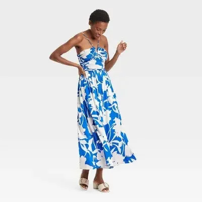 Chic Style, Always In Vogue Open Box - Women's Maxi Sundress - A New Day Blue Floral L