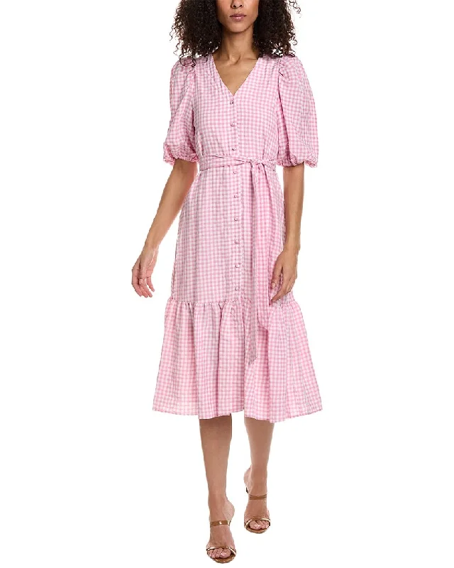 Women's Fashion Hotspots Taylor Swiss Dot Gingham Check Midi Dress