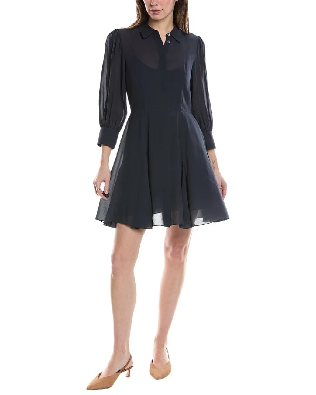 Women's Stylish Outerwear Theory Mini Silk Shirtdress