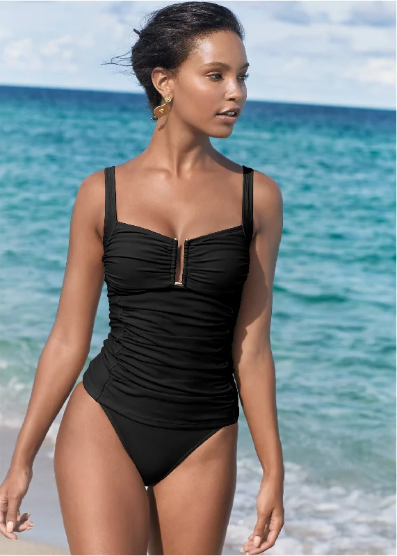 Flash Sale Online Slenderizing Tankini Top - Black Beauty