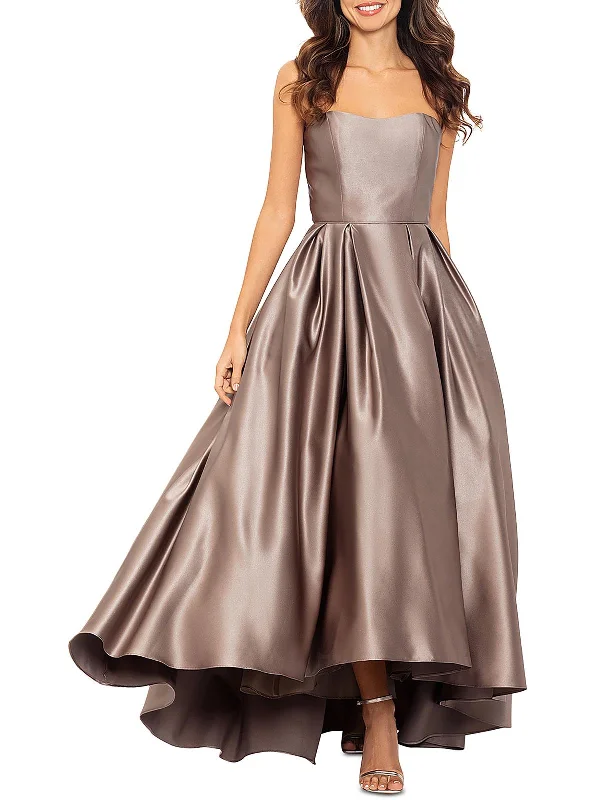 Relaxed Style Womens Hi-Low Strapless Evening Dress