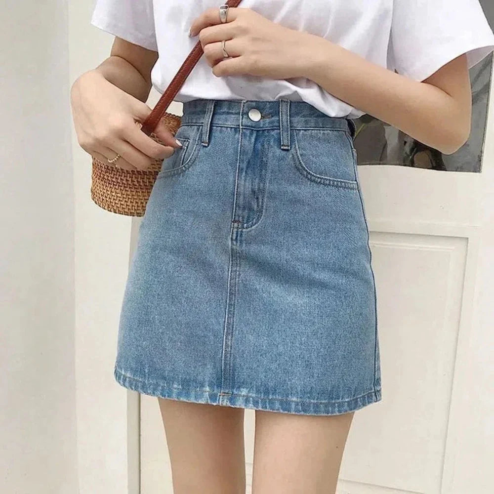 Modern Women's Apparel Womens High Waist Denim Skirt