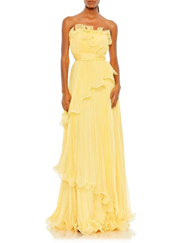 Unbeatable Deals Womens Pleated Tiered Evening Dress