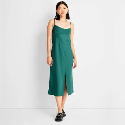 Innovate Your Wardrobe Women's Slip Tank Dress - A New Day Teal Green S