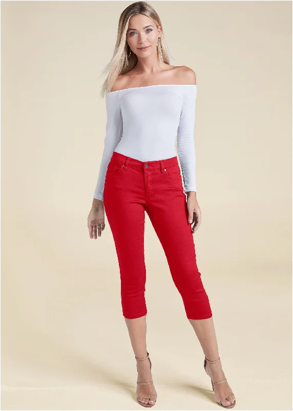 Women's Clothing Stores Cindy Capri Jeans - Red